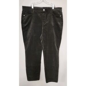 Women's J.Jill Corduroy Pants Green Straight Leg Trousers Stretch Size Large NWT
